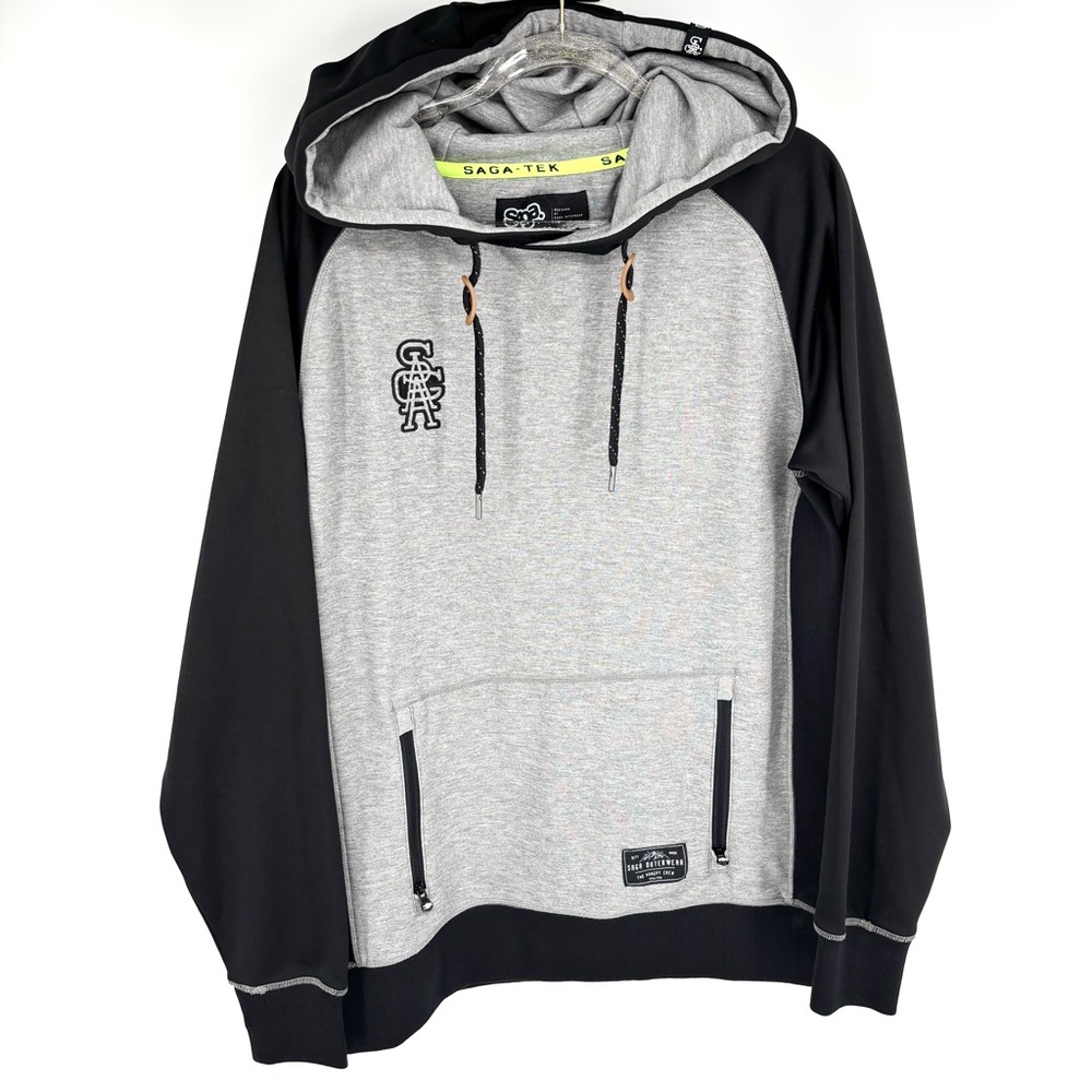 Saga Outerwear Riding Hoodie Size Large‎ Black Gray Outdoor Slopes Skiing